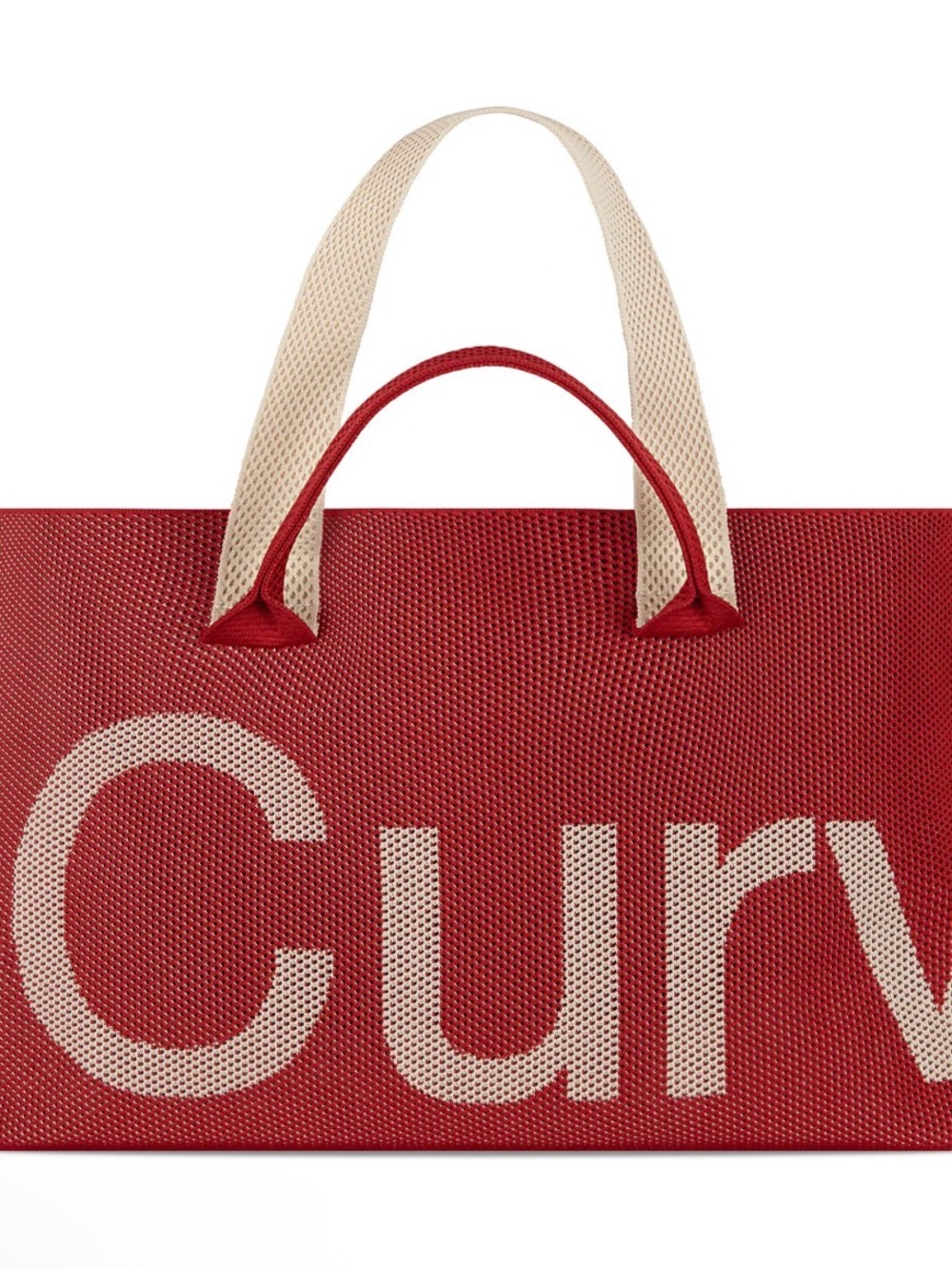 Curves by Sean Brown Red Canvas Tote with Cream Accent